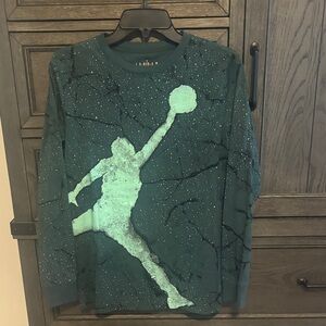 Jordan Long Sleeve Tee - Green with White Graphic